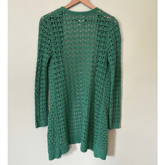 Anthropologie Far Away From Close Green Open Knit Cardigan Size Small - Picture 5 of 10